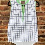 Jealous Tomato  White Blue Green Plaid Sleeveless Keyhole Blouse Size Small Photo 0