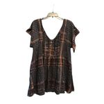 Free People Barcelona Plaid Mini Dress Black Copper Shimmer Size Small Photo 2