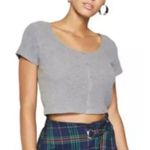 Wild Fable Gray Waffle Short Sleeve Crop Top — Buttons — XS — Summer — Like New Photo 4