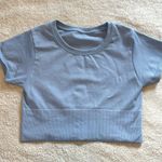 Aerie OFFLINE By  Pastel Blue Sidewalk Seamless Cropped T-Shirt Photo 0