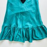 Hemline Rita Miin Ruffle Dress Emerald Green Size Medium Satin Cocktail Party Photo 5