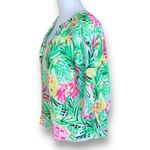 Pappagallo Eliza Blouse Green Multicolor Painted Pineapple Print Plunge Neck Top Size undefined Photo 1