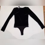 Lulus Positively Plush Black Velvet Notch Neck Thong Bodysuit Women's SMALL NWT Photo 10