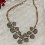 Apt. 9  Gold Tone Statement Necklace Two Rows of Druzy Shimmering Disc Photo 10