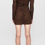 ZARA  Brown Long Sleeve Puff Sleeve ruched Body con Dress Size S Photo 3
