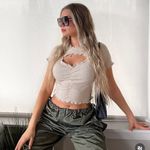 Nordstrom Rack Baby Tee, Ruffled Edge, Cut-out Neckline Photo 0