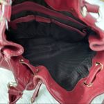 Cole Haan Red Pebbled Leather Shoulder Tote Bag With Gold Trim Photo 6