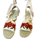 Montego Bay Club Vintage 90s/Y2K  Floral Embroidered Canvas/Hemp Wedges Size 6.5 Photo 0