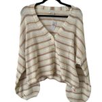 American Eagle NWT Striped V Neck Cropped Cardigan Sweater Women’s Size Medium Photo 0