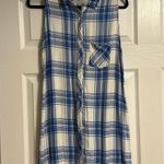 Rails  Women’s Sleeveless Plaid Button Down Blue & White Collared Dress, Size L Photo 0