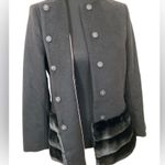 Gal Meets Glam Black wool blend jacket with faux fur hem Photo 4