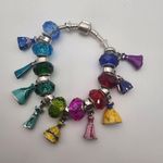 Disney Sterling Silver Glass & Charm Princess Dresses Bracelet Photo 2