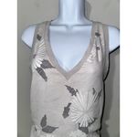 Trouve Womens Sleeveless‎ Tank Top Beige Floral Print V Photo 3