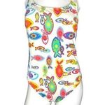 Fresh Produce white colorful fish novelty print one piece bathing suit size 14 Photo 0