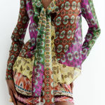 ZARA Boho Patchwork Sheer Pheasant Blouse Size L NEW Photo 0