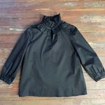 Tuckernuck Ruffle Neck Black Bouvier Classic Old Money Preppy Blouse Sz L 🧡🎀 Photo 10