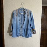 Chico's  Coin Detailed Lightweight Jacket Boho Jean Chambray XLP 3P Embroidered‎ Photo 2