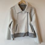 Paparazzi Sherpa Cream Boucle and Gray faux suede zip up Moto Jacket with pockets  XL Photo 4