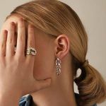 Thick hoop earrings thick chain earrings SILVER chain earrings Photo 0