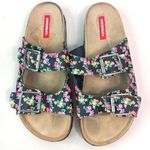 Unionbay Melissa 10M Cork Sole Floral Sandals Shoes in Black Multi Photo 0