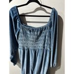 LC Lauren Conrad Velvet Mini Dress XXL Square Neck Long Sleeve Shirred Blue Photo 3
