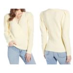 Something Navy light Yellow Alpaca blend v neck faux wrap Sweater size small Photo 1