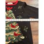 Tiara International Christmas Sweater Black Red Birds Cardinal Medium Holiday Photo 2