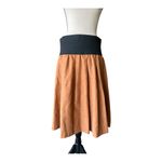 Deja Vu Elegant Two-Tone Midi Skirt in Brown and Black Flare Size M Photo 1