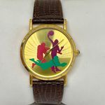 Vintage SMI watch gold tone 32mm case brown leather strap fits up to 8” running Photo 0