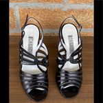 Casadei  Black Leather Open Toe Heels 6.5 Photo 2