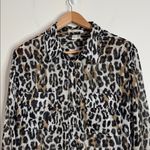 Kenneth Cole New York Animal Print Sheer Blouse Button Up Tunic Length size L Tan Size L Photo 2