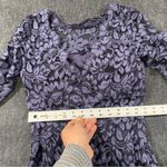 Eliza J Illusion Cap Sleeve Gown  3/4 sleeves blue lace dress size 6 wedding 1299 Photo 7