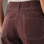 Anthropologie  Maeve The Colette Contrast Stitch Cropped Wide-Leg Pant Brown 25 Photo 5