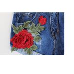 Womens Denim Jean shorts‎ Distressed with Rose Patch (no size) Blue Size undefined Photo 1