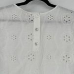Christian Siriano Boho White Linen Blend Eyelet Embroidery Top Blouse Large Photo 8
