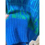 Liz Claiborne VTG Women’s Sweater Sz M Chunky Knit Blue GREEN GEOMETRIC Photo 7