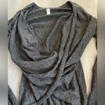 Athleta Finale Wool Cashmere Convertible Twist Cropped Gray Sweater size Small Photo 2