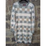 Love Scarlett Sweater Dress Woman's Large Checkered Pink Gray Brown Cozy Winter Photo 1