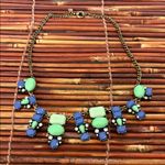 J.Crew  Blue and Green Statement Necklace 20” Photo 3