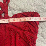 Mossimo One Piece Swimsuit Crochet Halter Skirted Red NWT New Size Medium Photo 2