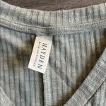 Hayden  V-Neck Ribbed Tee - Light Green Photo 1