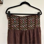 Earthbound  Brown Embroidered Elastic Waist Harem Pants Size Medium Photo 2