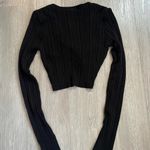 POL NWOT Ribbed Knot Cutout Cropped Long Sleeve Black Sweater size Medium Photo 6