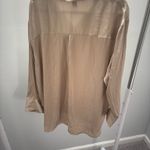 Old Navy Tan Satin Button Down Shirt Photo 6