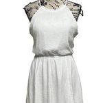 Blue Rain Ivory Crinkle Gauze Mini Dress Beach Coastal Preppy Boho Peasent M Photo 0