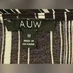 AUW  Women’s Y2K V-neck Wrap Around‎ Black and White Striped Blouse Size M Photo 2