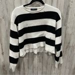 ZARA Striped Cropped Distressed Boxy Oversized Sweater Photo 0