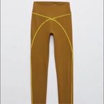 Aerie NWOT Offline By  Goals 7/8 Legging Green Hi Rise Mustard Stitch Size Small Photo 2