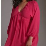 Anthropologie NEW Flowy Hot Pink Mini Dress Summer Cut Out Babydoll Empire Photo 0