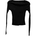 Free People NWT BLACK TILLY LONG SLEEVE RIBBED BUTTON CARDI TOP SHIRT XS Photo 4